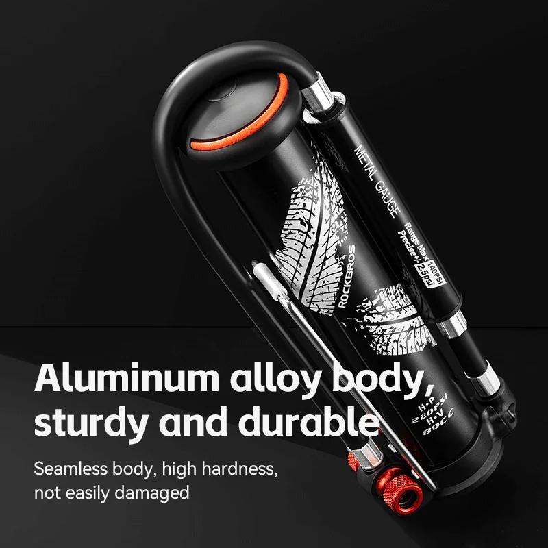 ROCKBROS-Mini pompe à air manuelle pour vélo, gonfleur Schrader Presta, portable, AV, FV, VTT, acces