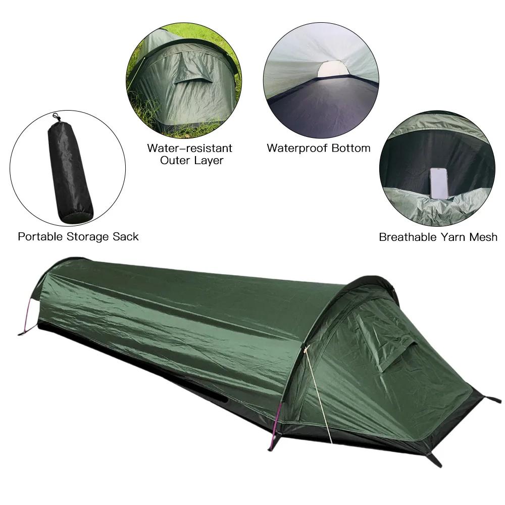 Tente de randonnée en plein air, sac de couchage de camping, imperméable, légère, simple, hypothèque