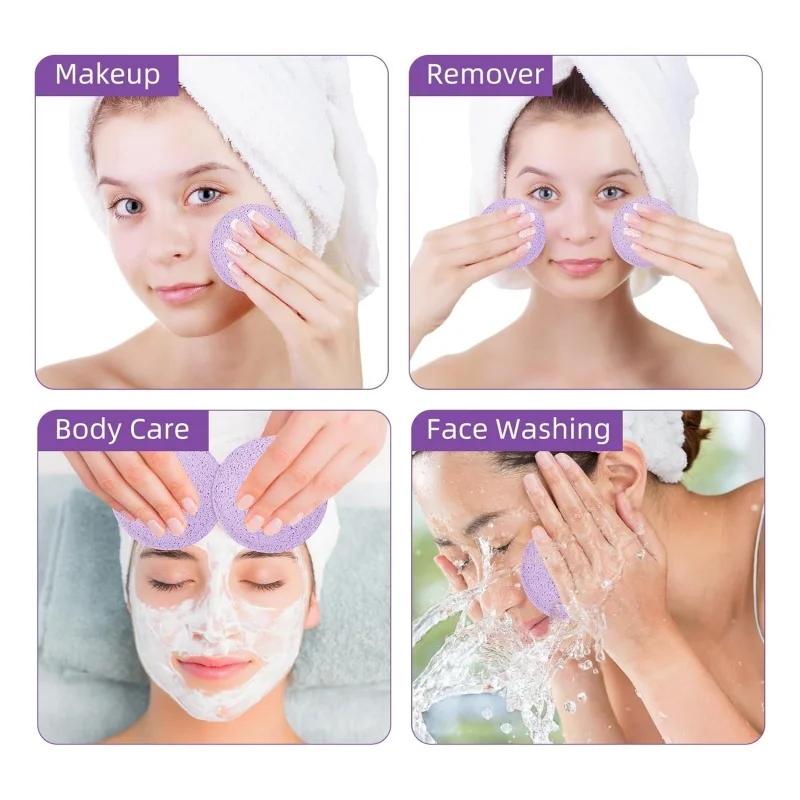 Compresse bouffante de lavage du visage avec boîte de rangement, éponge de nettoyage du visage pour