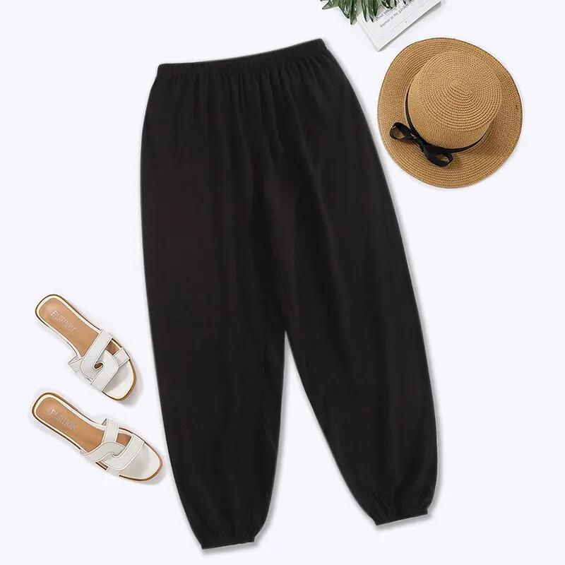 Pantalon ample confortable pour femmes - Sarouel été, plage, ceinture élastique décontracté