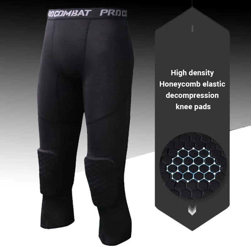 Pantalon court de sport pour hommes, Leggings de course rembourrés, jogging, Compression élastique,