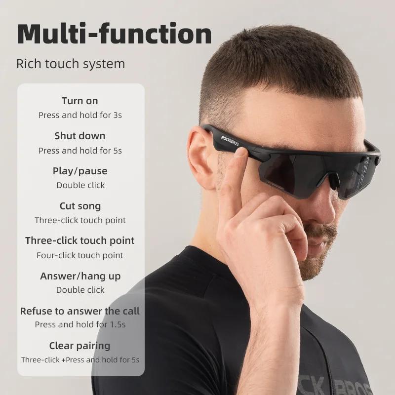 ROCKBROS Bluetooth lunettes polarisées cyclisme lunettes UV400 protéger appel téléphonique MP3 120 m