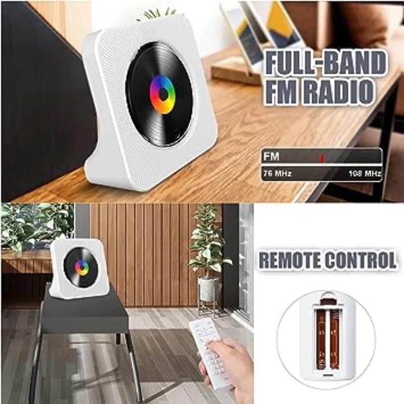 Qoosea Lecteur CD de bureau Bluetooth portable pour la maison avec minuterie Haut-parleurs HiFi inté