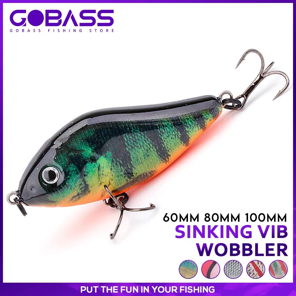 GOBASS curseur Jerkbait 6 cm/8 cm/10 cm coulant lent Musky Wobbler brochet VIB appât dur manivelle l
