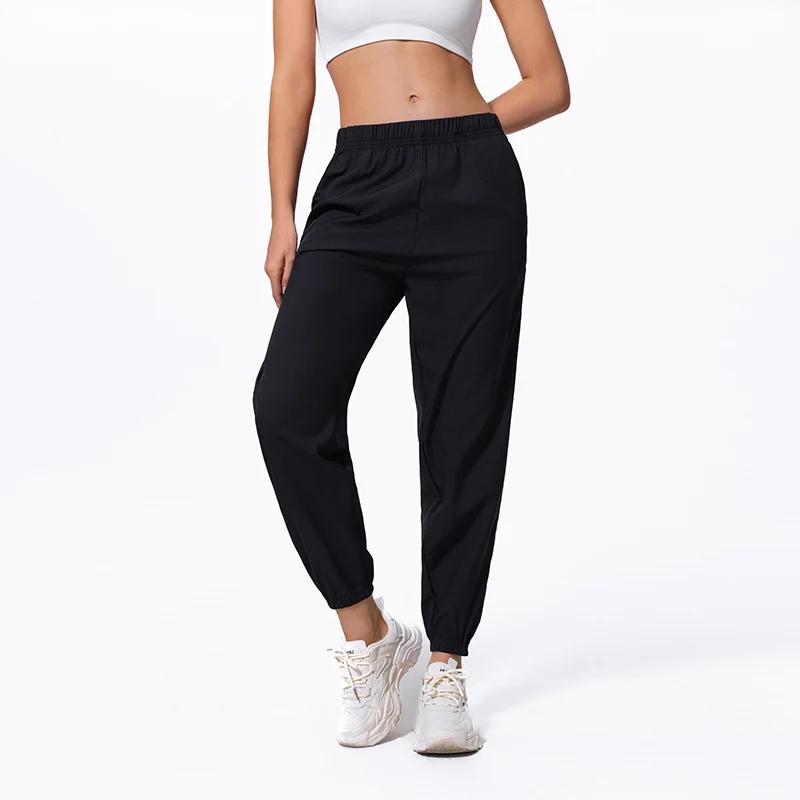 Pantalon de sport décontracté pour femmes, 1/2 pièces, avec poches noires, pour course à pied, Fitne