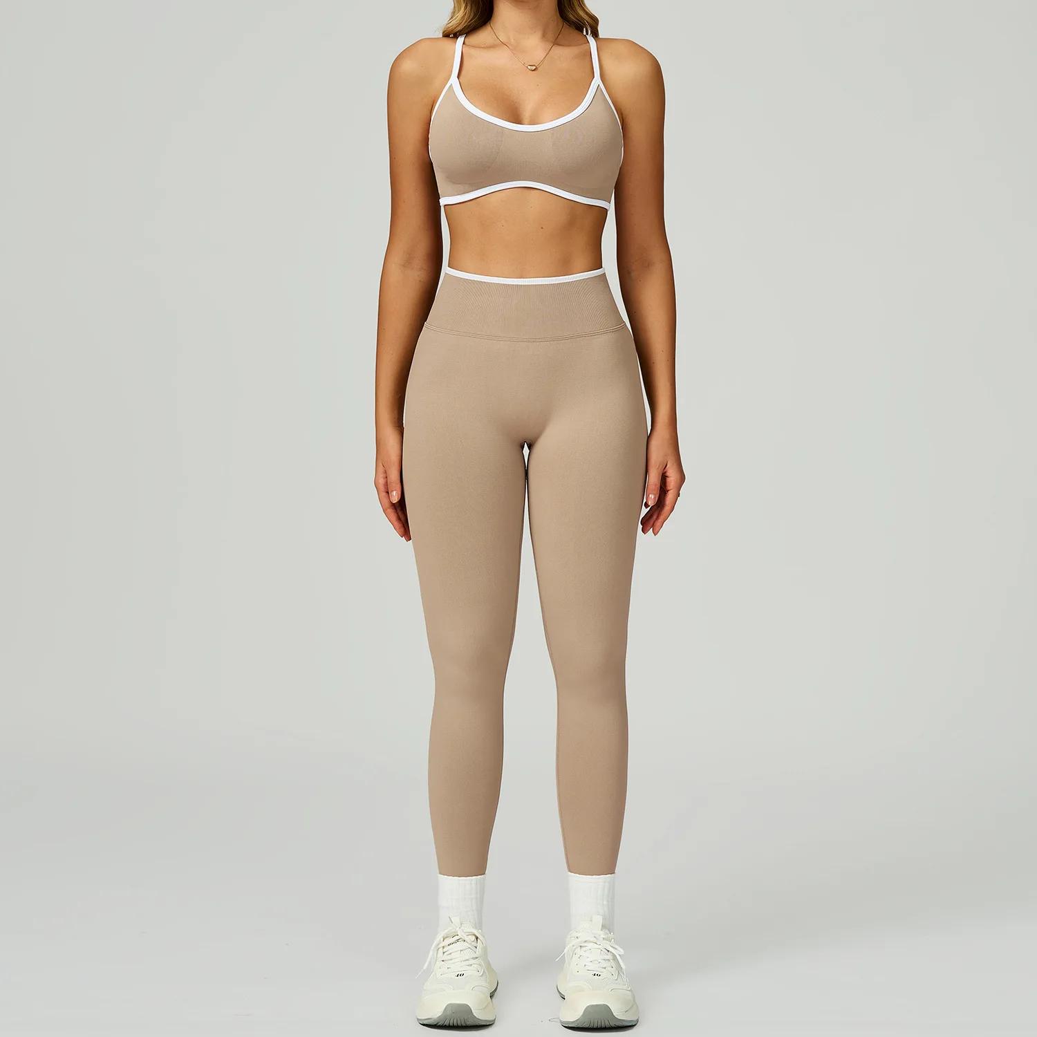 Ensemble de sport sans couture pour femmes, vêtements de Fitness, blocage de couleur, ensembles de Y