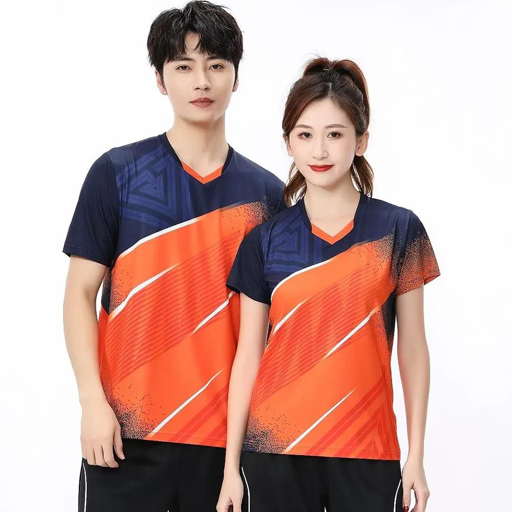 T-shirt de tennis et de ping-pong à séchage rapide pour hommes et femmes, manches courtes, maillot d