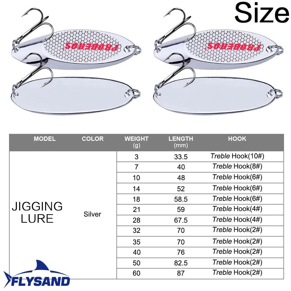 FLYSAND appât dur cuillère en argent leurre de gabarits crochet triple en métal lame de moulage Spin