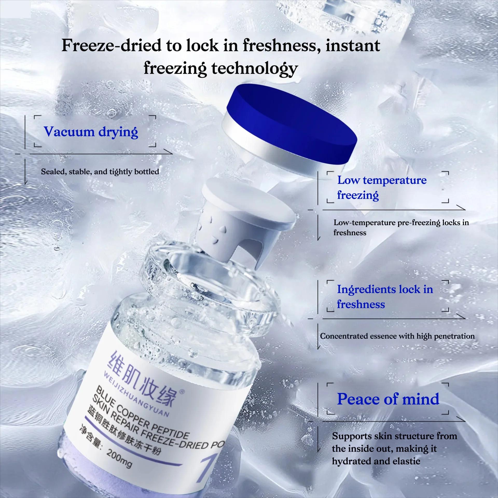Peptide de cuivre bleu GHK-CU, poudre lyophilisée de cuivre, hydratation, rajeunissement de la peau,
