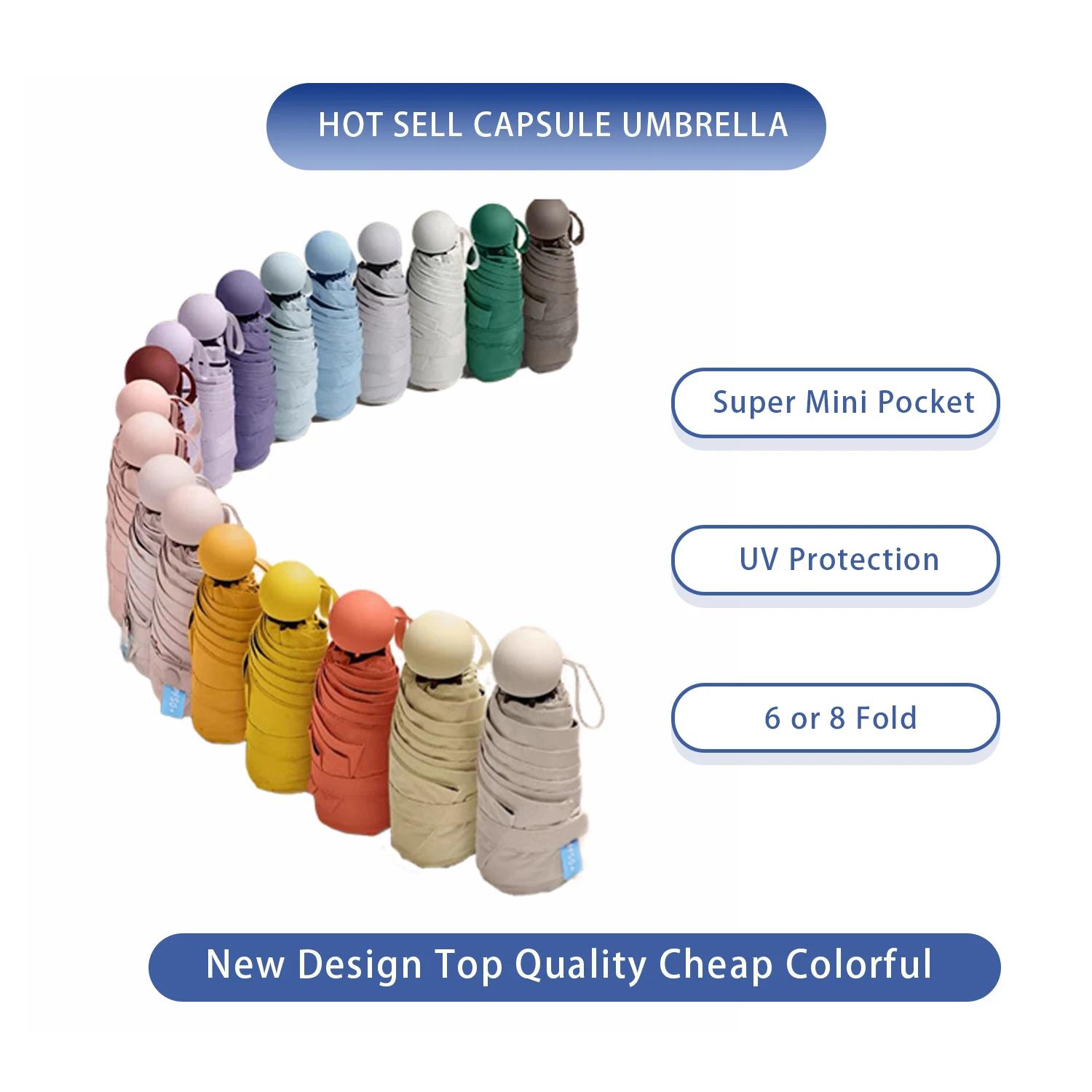 Parapluie à capsules Portable ultraléger et Compact, Protection UV, Mini parapluie à cinq volets