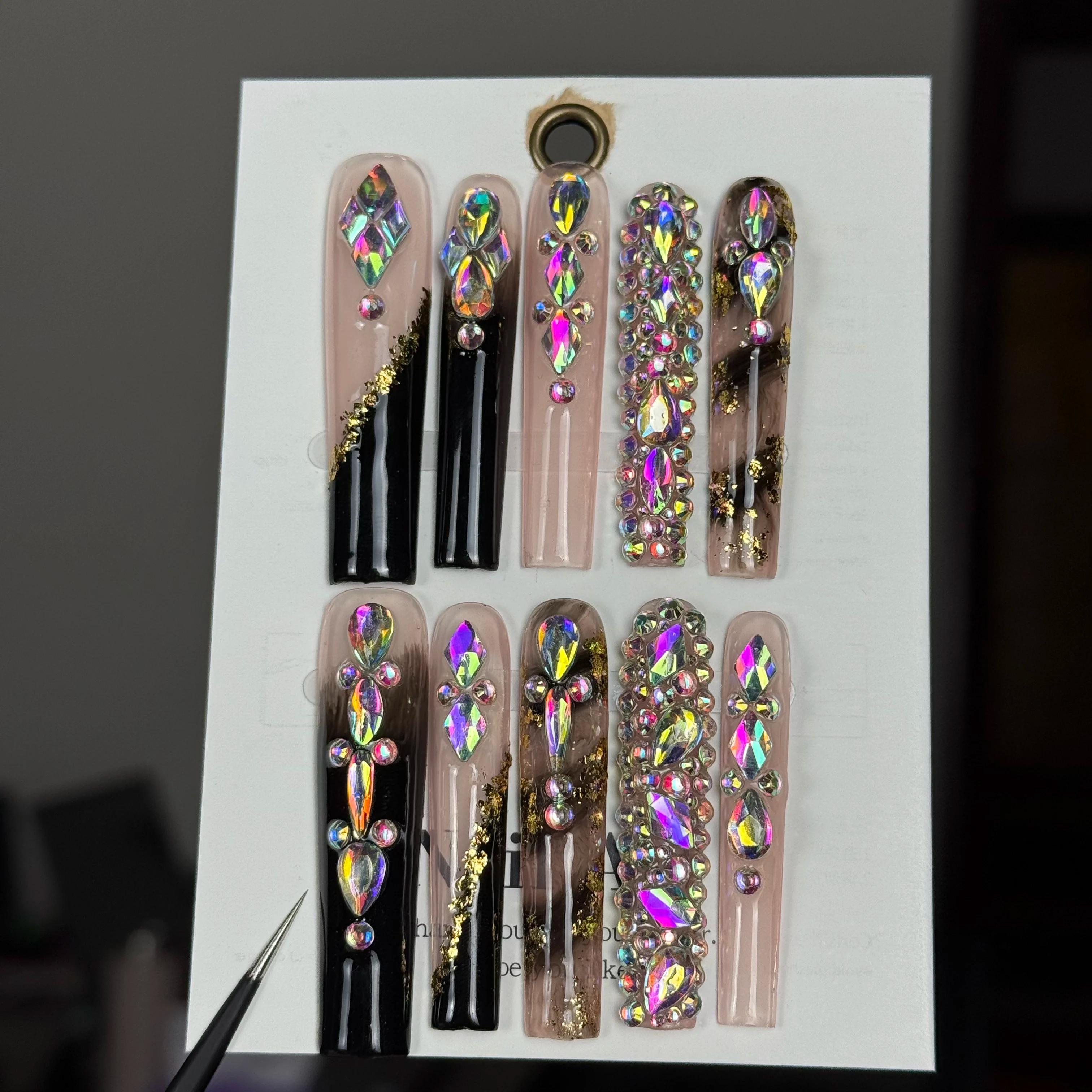 10 pièces style Punk haut de gamme, diamants carrés tridimensionnels peints à la main, diamants à po