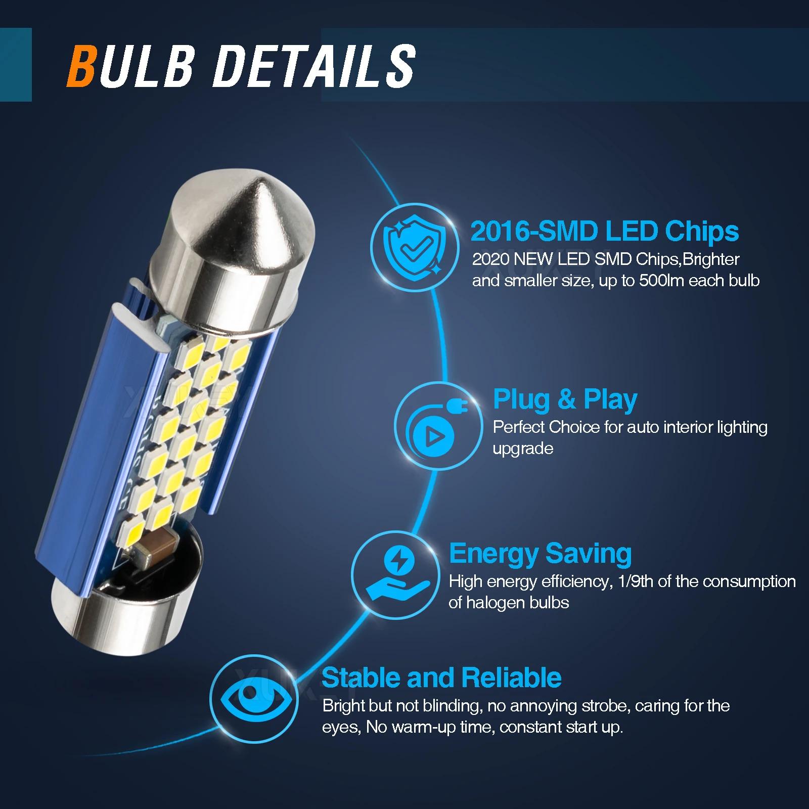 4x 578 ampoule LED blanc brillant 500LM 2016-SMD LED C5w intérieur dôme carte porte lumières ampoule