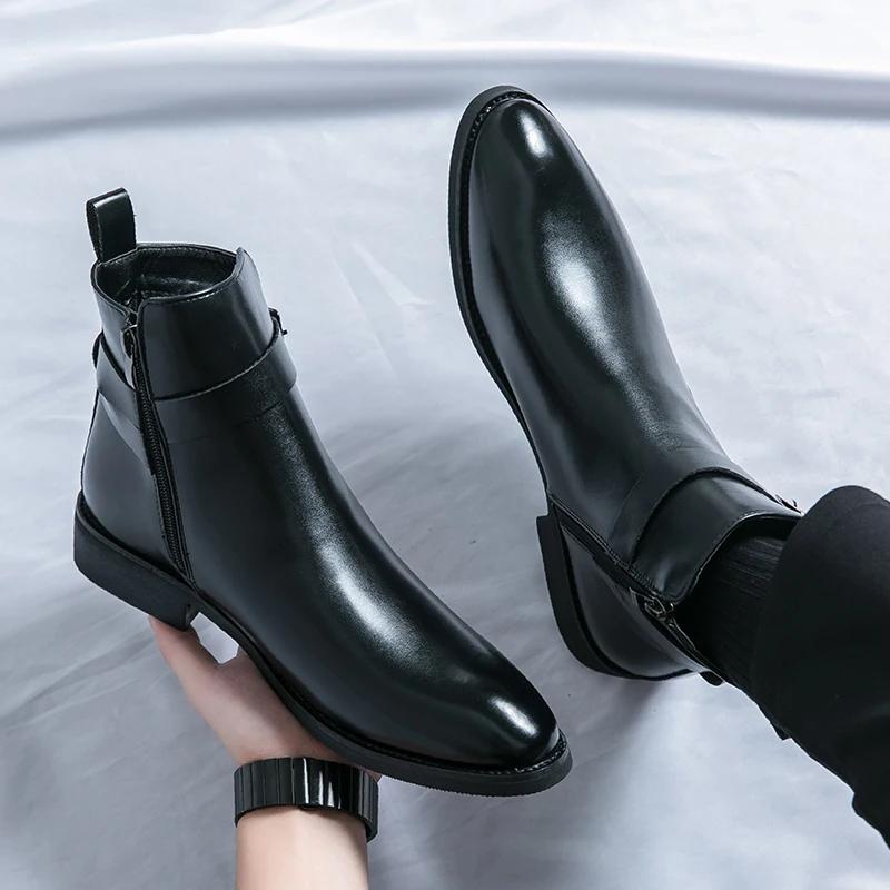 Bottines d'équitation britanniques imperméables pour hommes, chaussures montantes décontractées et p