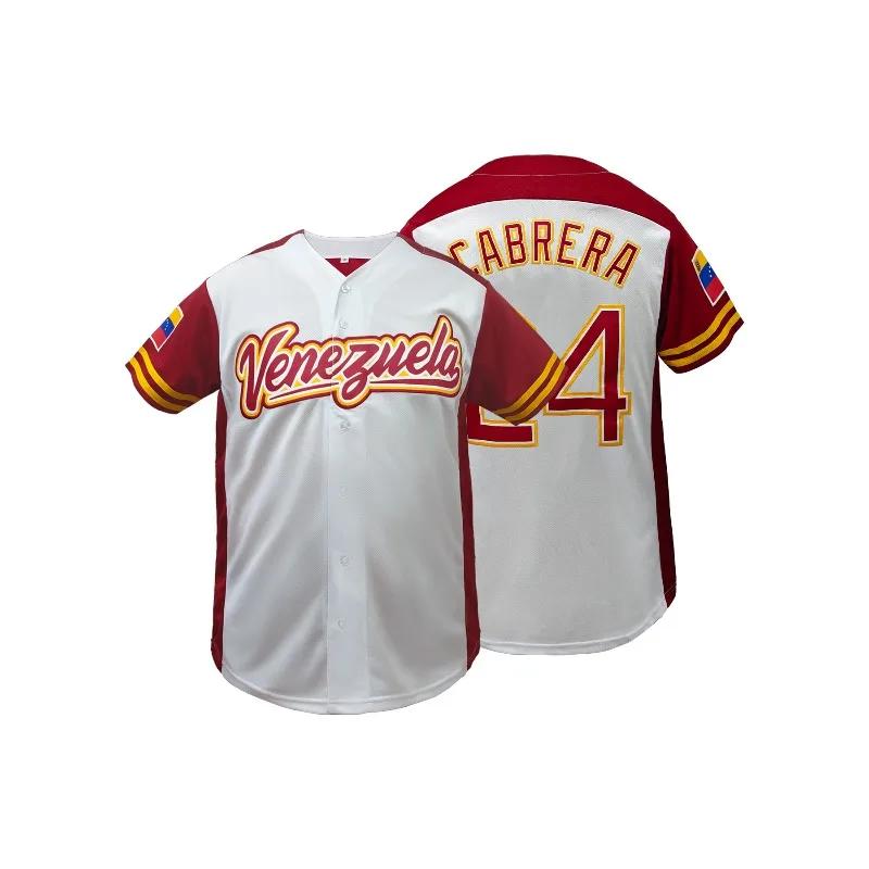 Maillot de baseball respirant pour homme, col en V, manches courtes, « Venezuela 24 » brodé, coupe a