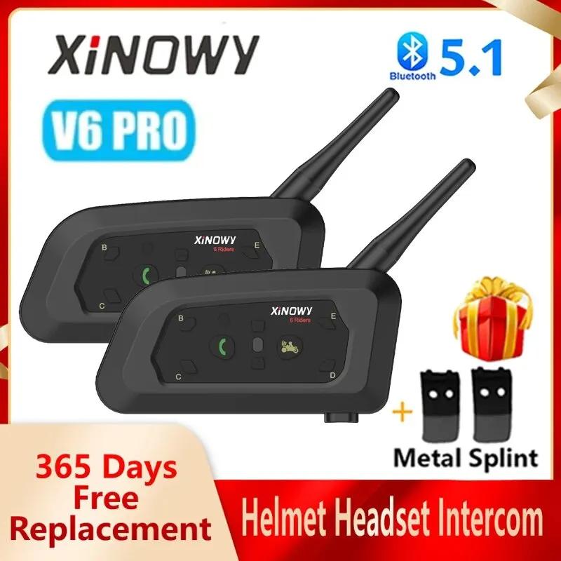 XINOWY V6 PRO casque de moto Bluetooth Interphone casque 800M Interphone communicateur pour 6 coureu