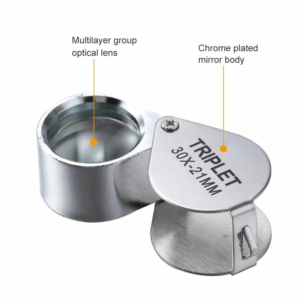 Loupe de poche pour bijoutiers, loupe de poche 10-30X, Loupe de bijoux pliable, Diamant Lupa Triplet