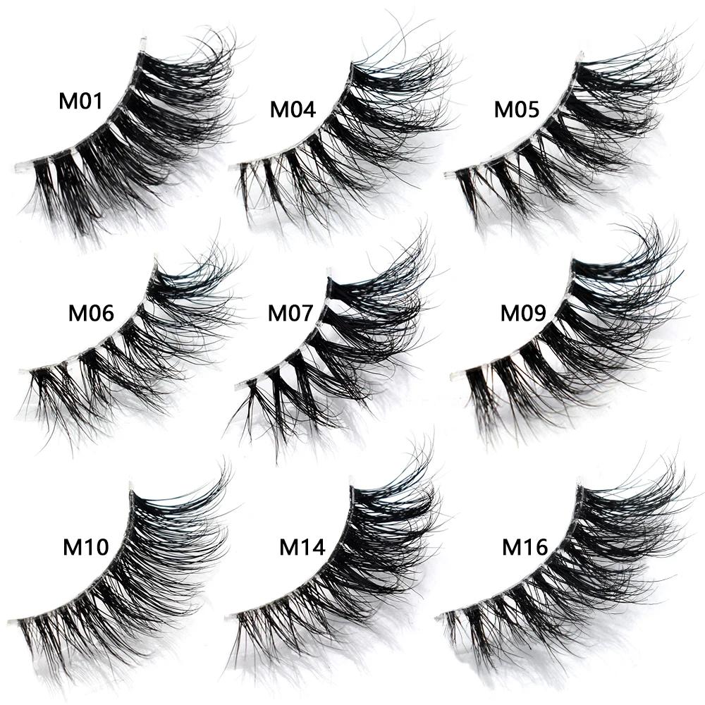Articles en vrac 10/30/60/100 paires demi-cils de vison naturel longs moelleux vaporeux demi-cils Ex