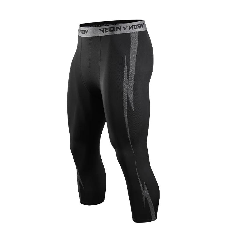 Pantalon de Compression 3/4 pour hommes, Leggings athlétiques Capri secs et Cool, couche de base de