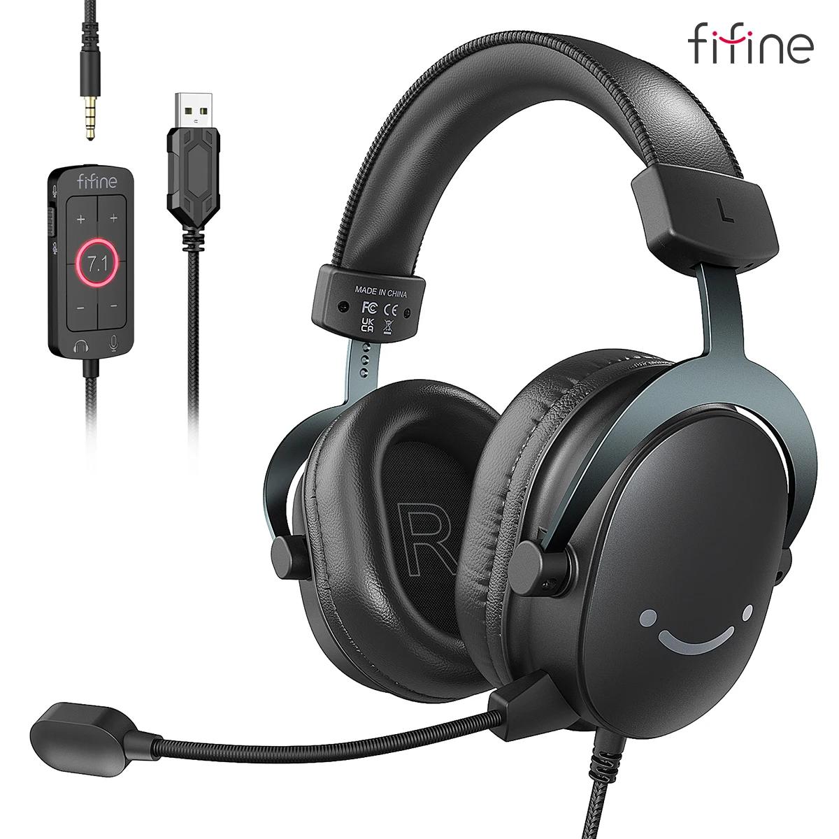Casque FIFINE, prise 3.5mm et téléphone de sauna USB avec son surround 7.1/contrôle du volume/interr