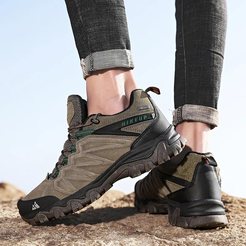HIKEUP chaussures de randonnée en cuir de haute qualité Durable Sport de plein air hommes Trekking c