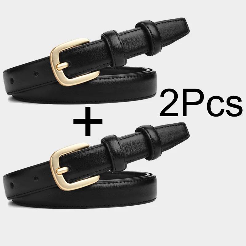 Ceinture noire pour femmes, 2 pièces, mode rétro, boucle à aiguille, ceinture en jean, sangle décont