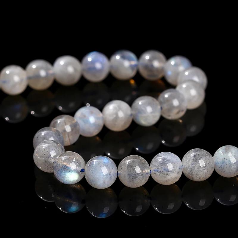 Pierre de lune grise naturelle 3A, Labradorite brillante, pierres précieuses fines 4 6 8 10mm pour l