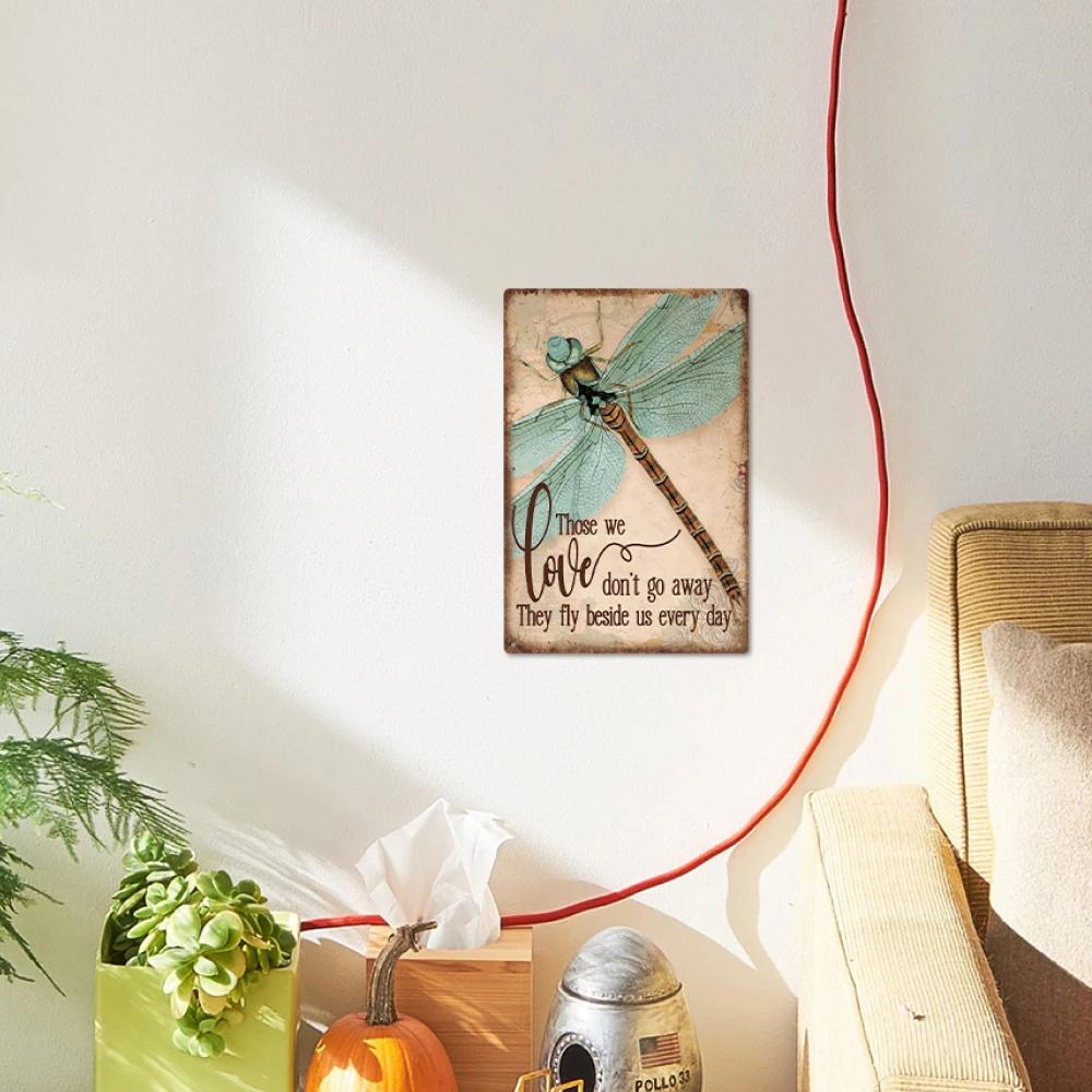 Putuo Decor-Affiche d'art mural en métal libellule, citation de motivation vintage, 18 plaques, Hiph