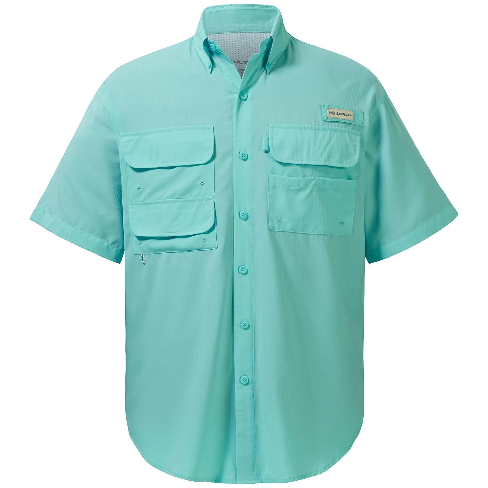 Bassdash – robe de pêche à manches courtes pour hommes, chemise tissée à boutons, pour l'extérieur,