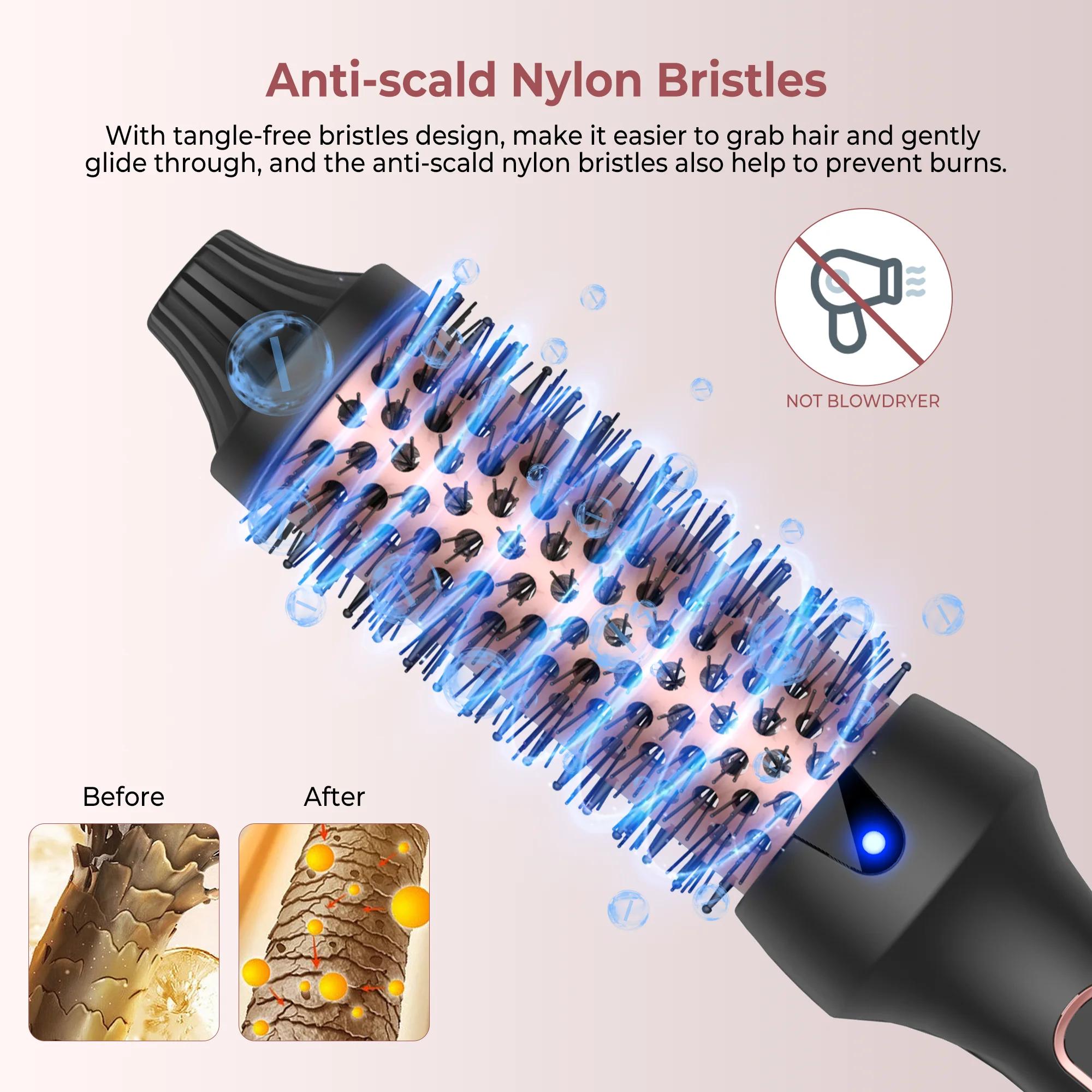 Brosse de fer à friser ionique, brosse thermique, peigne à friser, créer des boucles adt et volume,