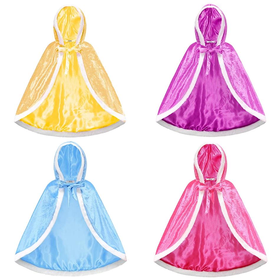 Cape de princesse à capuche solide pour filles, Cape d'hiver pour enfants, Costume de fête de noël,