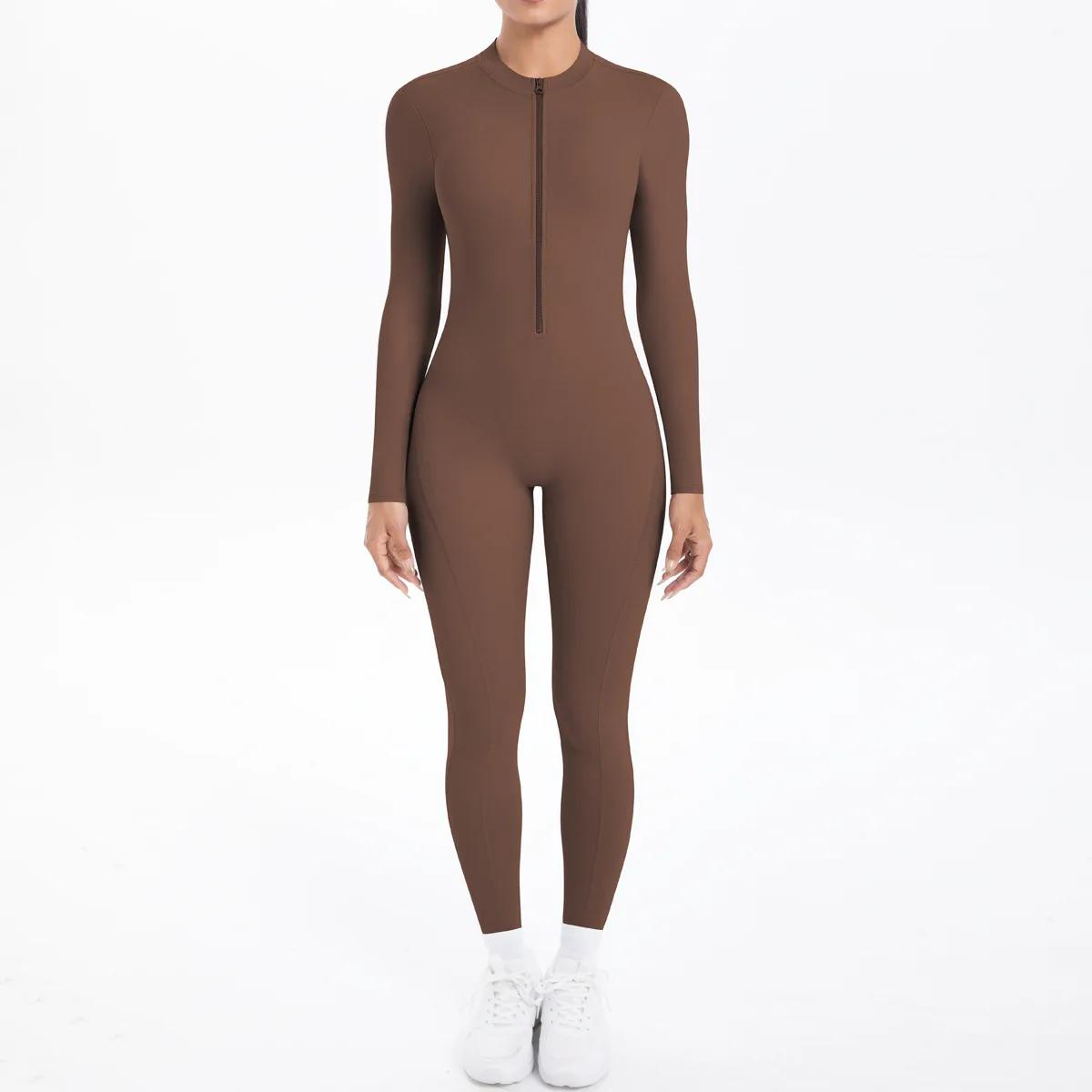 Combinaison de sport dos en V, vêtements de Yoga, barboteuse pour femmes, manches longues, body d'en