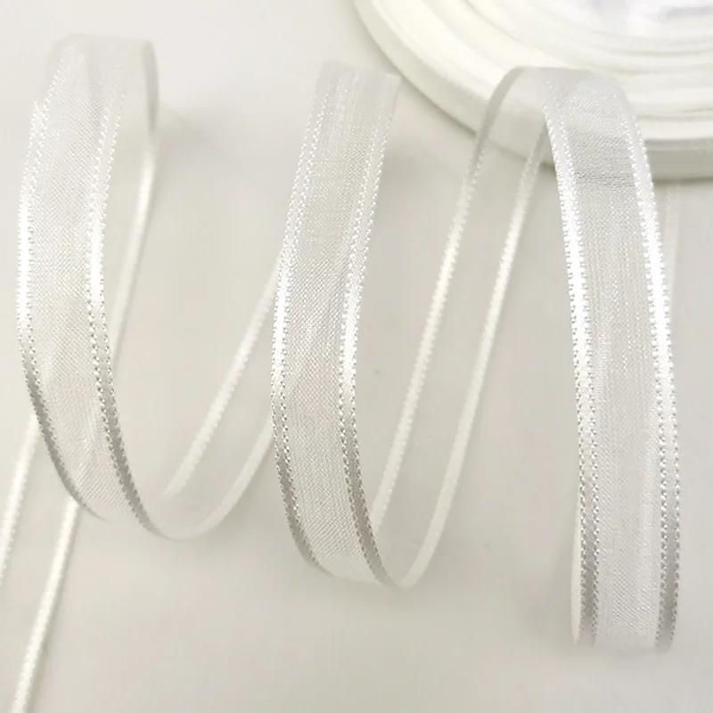 (50 mètres/rouleau) rubans en Organza large de 10mm de largeur, vente en gros, emballage cadeau, déc