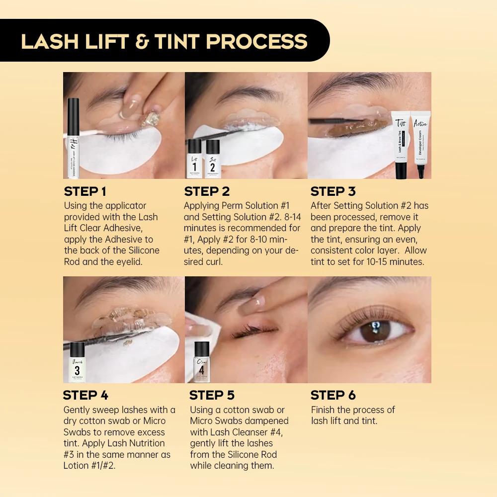 Gollee Kit de permanente de levage de cils rehausseur de cils naturels longue durée 4-6 semaines tei