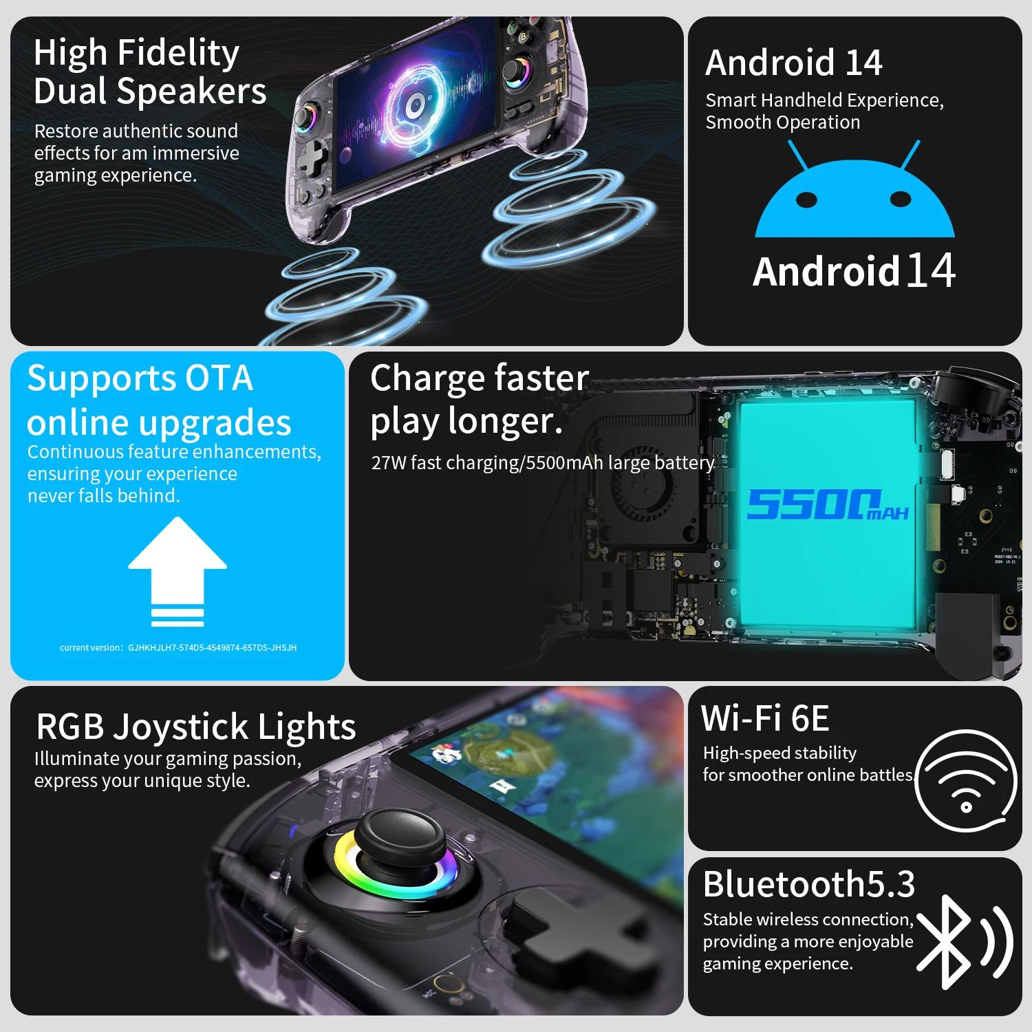 ANBERNIC – Console de jeu portable RG557, écran AMOLED de 5.48 pouces, dimension 8300, lecteur vidéo