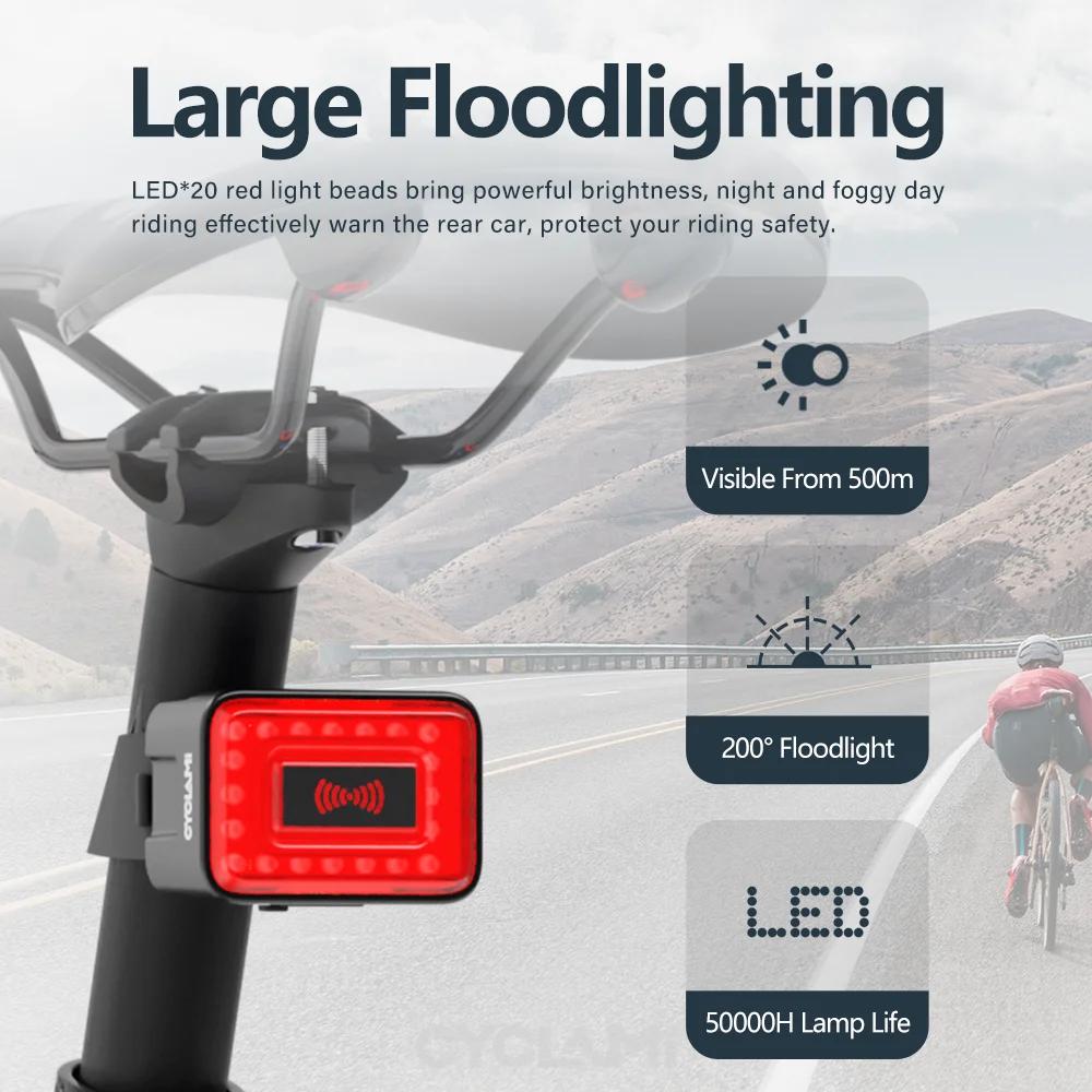 CYCLAMI-enquêter arrière radar pour vélo, lampe de détection de frein, dégager, tige de dégager, vél