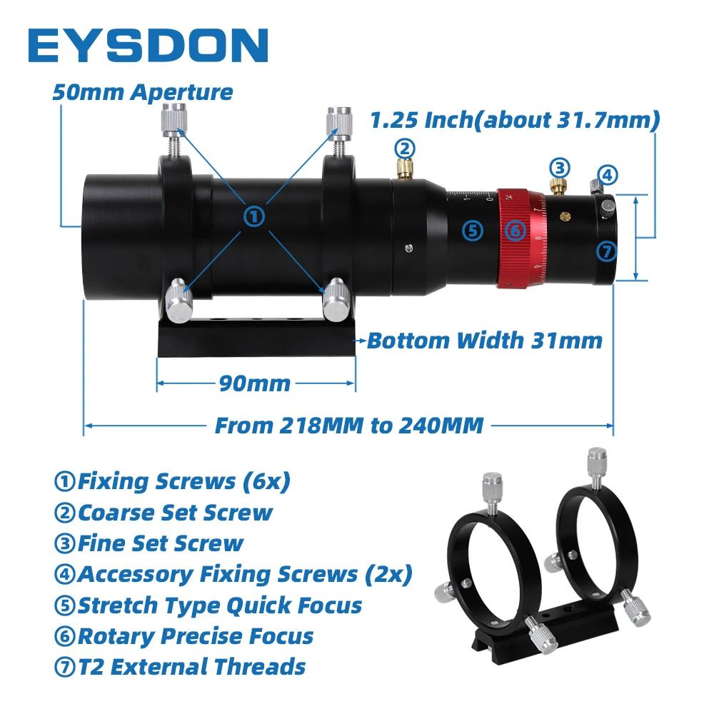 EYSDON – portée de guidage de télescope de 50mm, longueur focale de 180mm, oculaire de recherche ent