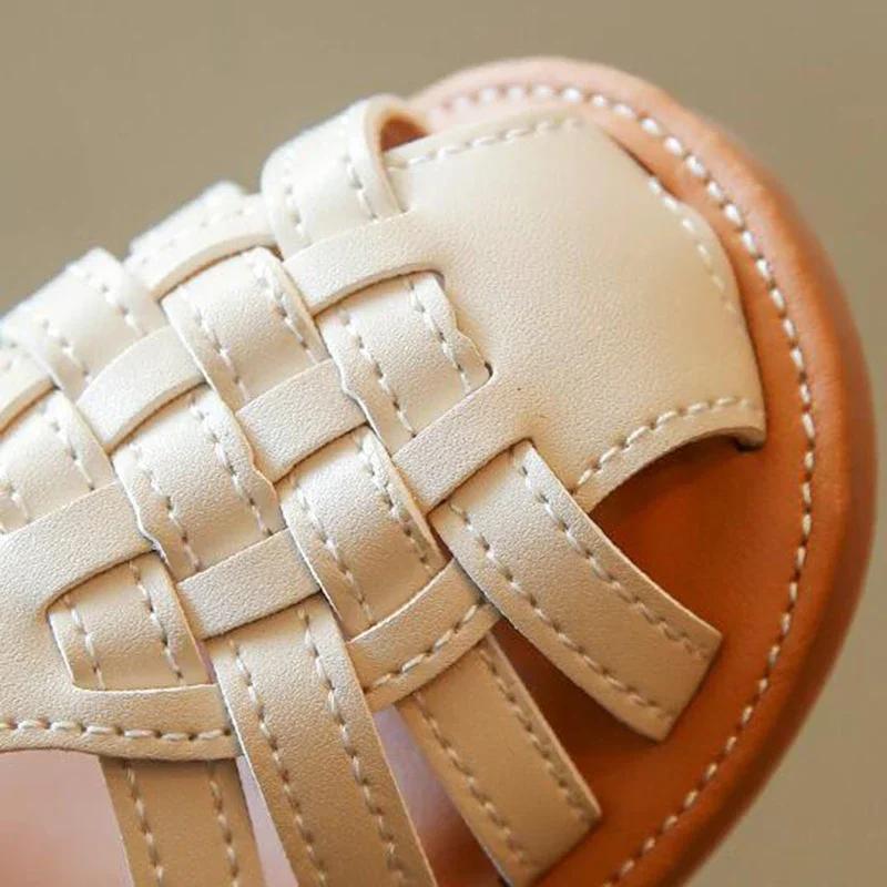 Sandales de plage tissées pour enfants, chaussures à semelle souple pour garçons et filles de 1 à 8