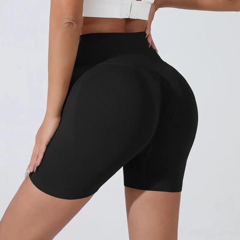 Short de sport de levage de hanche pêche pour femmes, taille haute, amincissant, entraînement de cou
