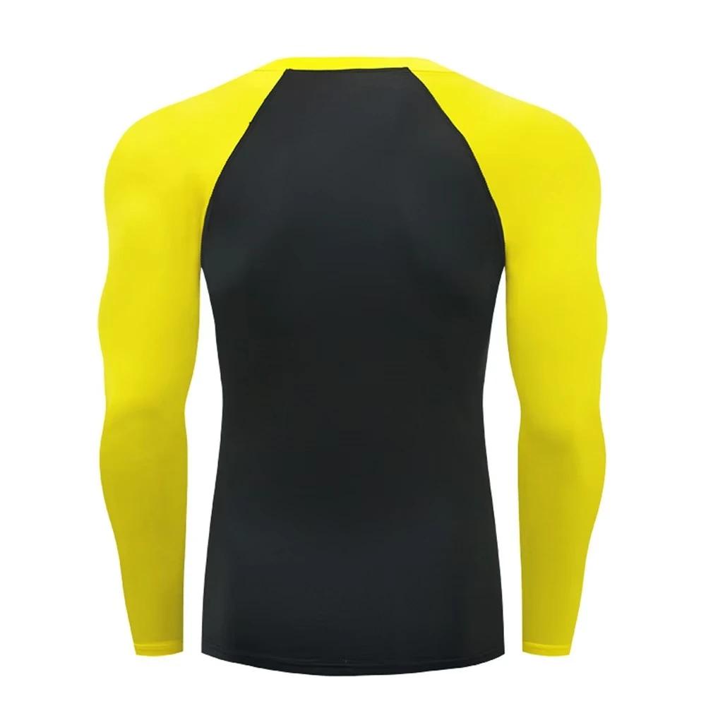 T-shirt de Compression à manches longues pour hommes, chemise de course, de musculation, à séchage r