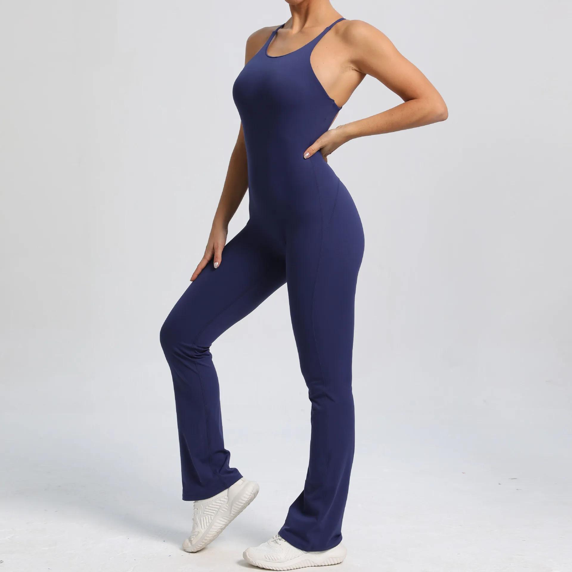 Body sexy vêtements de sport femmes - Costume yoga v-back maillot sport camping une pièce
