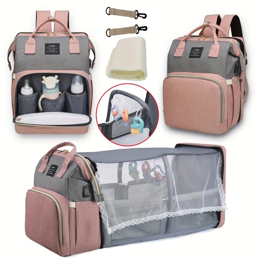 Sac à langer léger et portable avec lit pliant intégré, grande capacité, sac de voyage pour maman, s