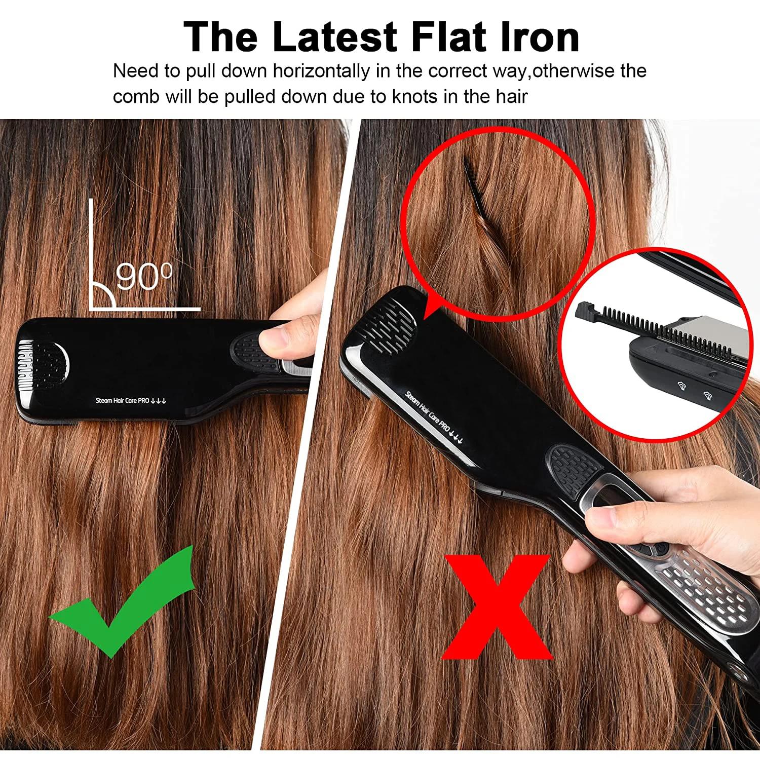Lisseur de cheveux professionnel, fer plat à vapeur, brosse à lisser, brosses électriques pour cheve