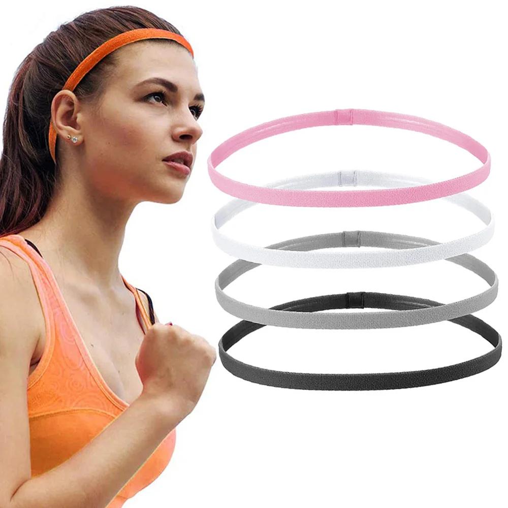 4 pièces épais antidérapant élastique Sport bandeaux femmes hommes Yoga bandes de cheveux filles ant