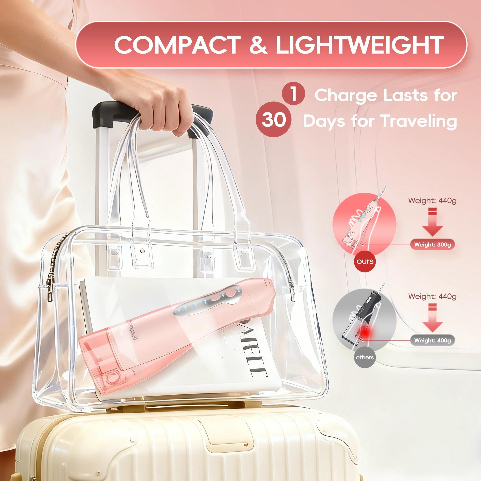 Mornwell Nouveau D52 Jet de Fil Dentaire à Eau Rechargeable Portable 300ML 4 Buses Irrigateur Buccal