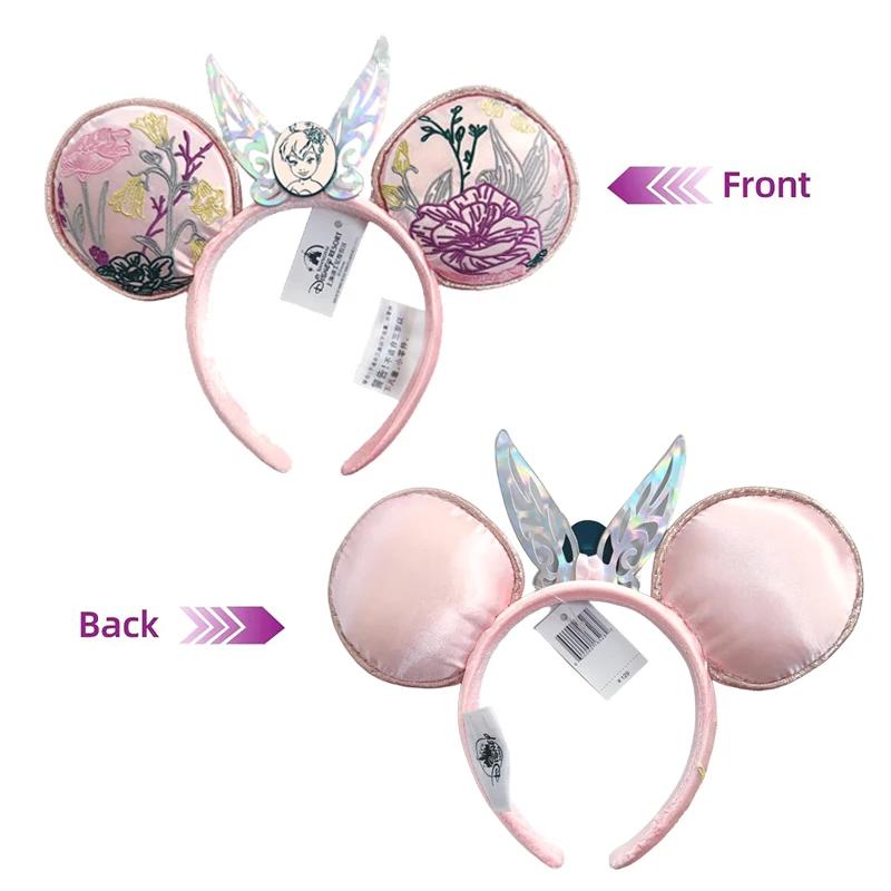 Nouveau serre-tête Disney Minnie Mouse avec oreilles brodées roses, petite clochette, pour cosplay d