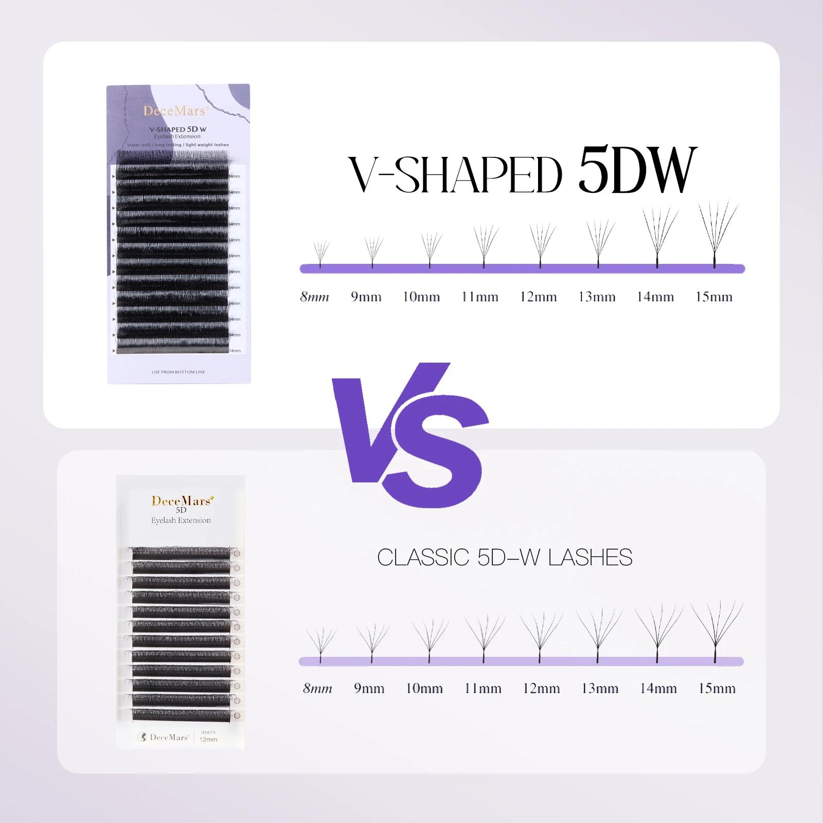 DeceMars extensions de cils 5D en forme de V noir mat 12 rangées/plateau pour le maquillage