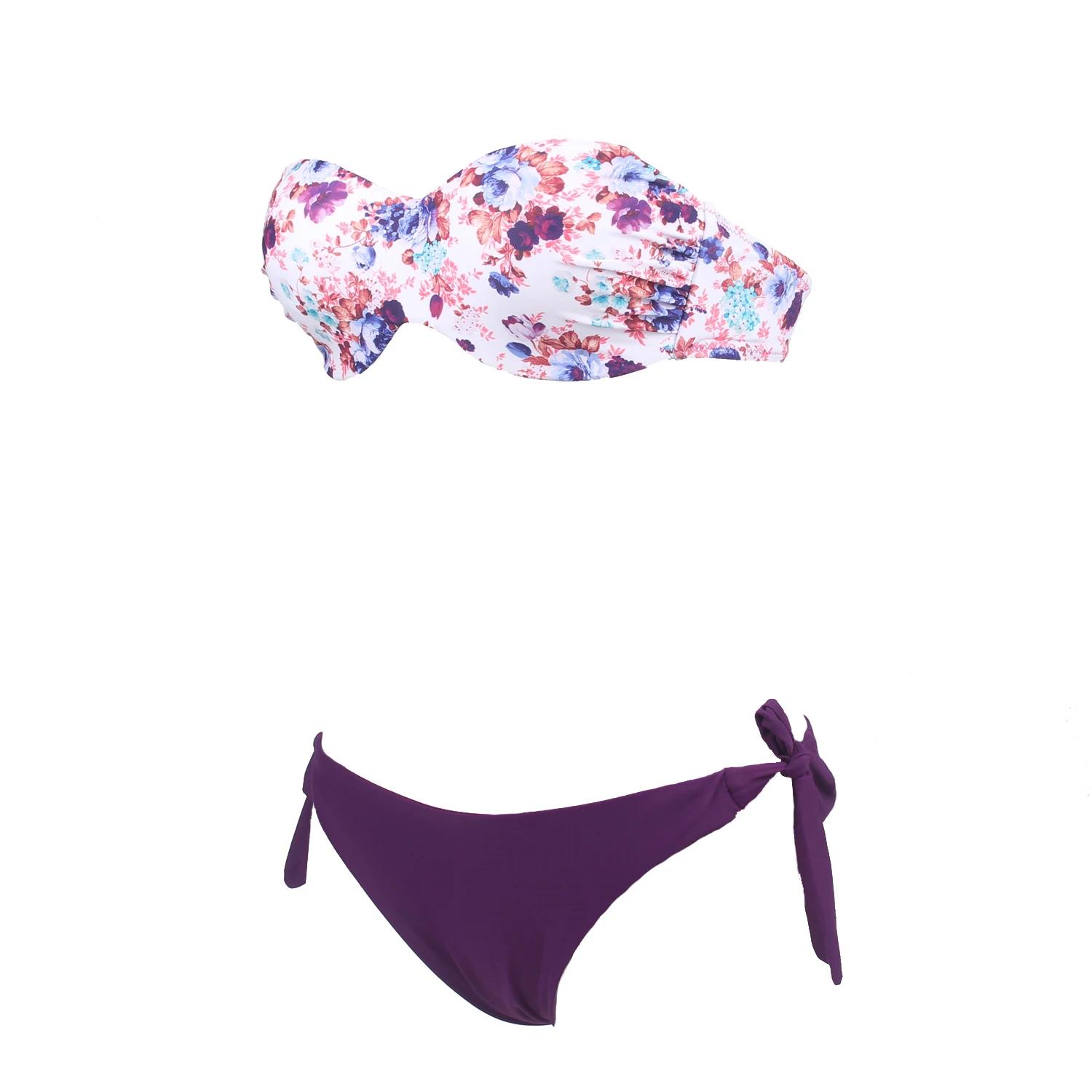Maillot de bain brésilien sexy pour femmes, bikini push-up, col licou, style floral, vêtements de pl