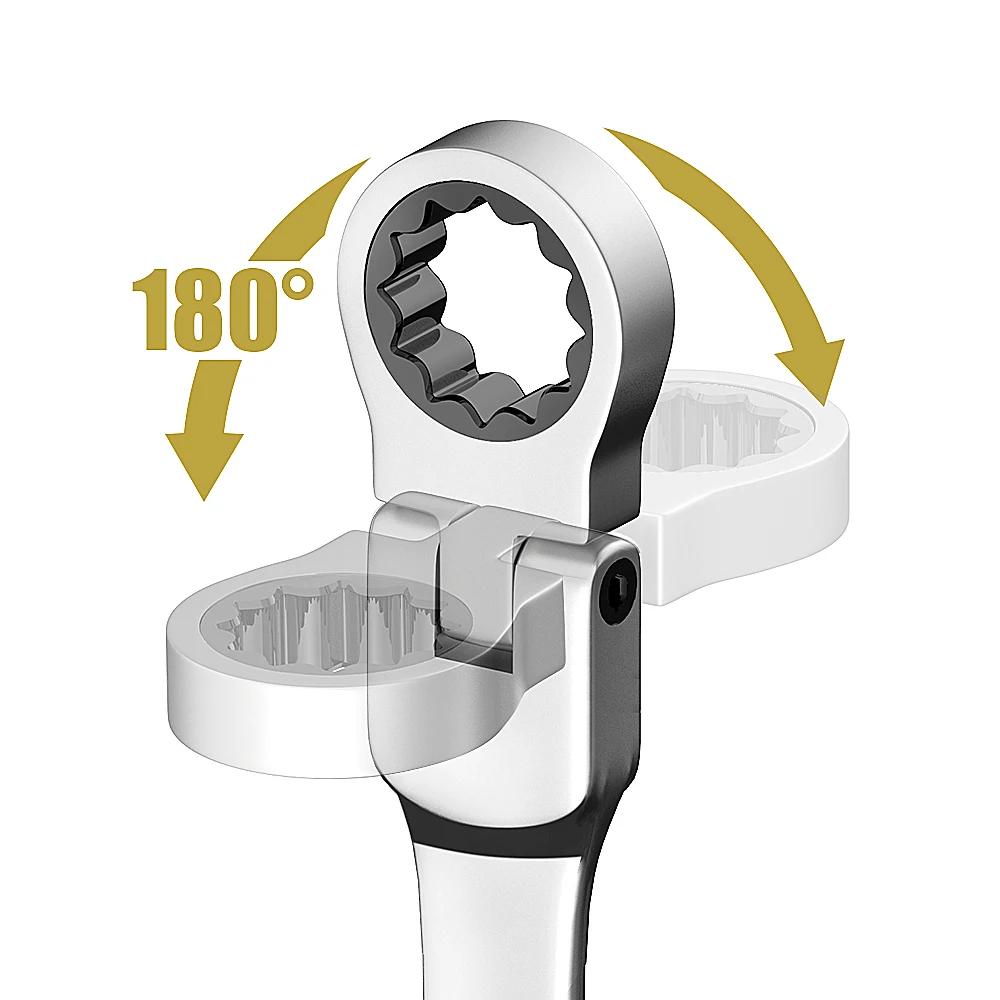 Jeu de clés combinées à cliquet, clé à cliquet à tête flexible métrique de 6 à 22 mm, clé en acier a