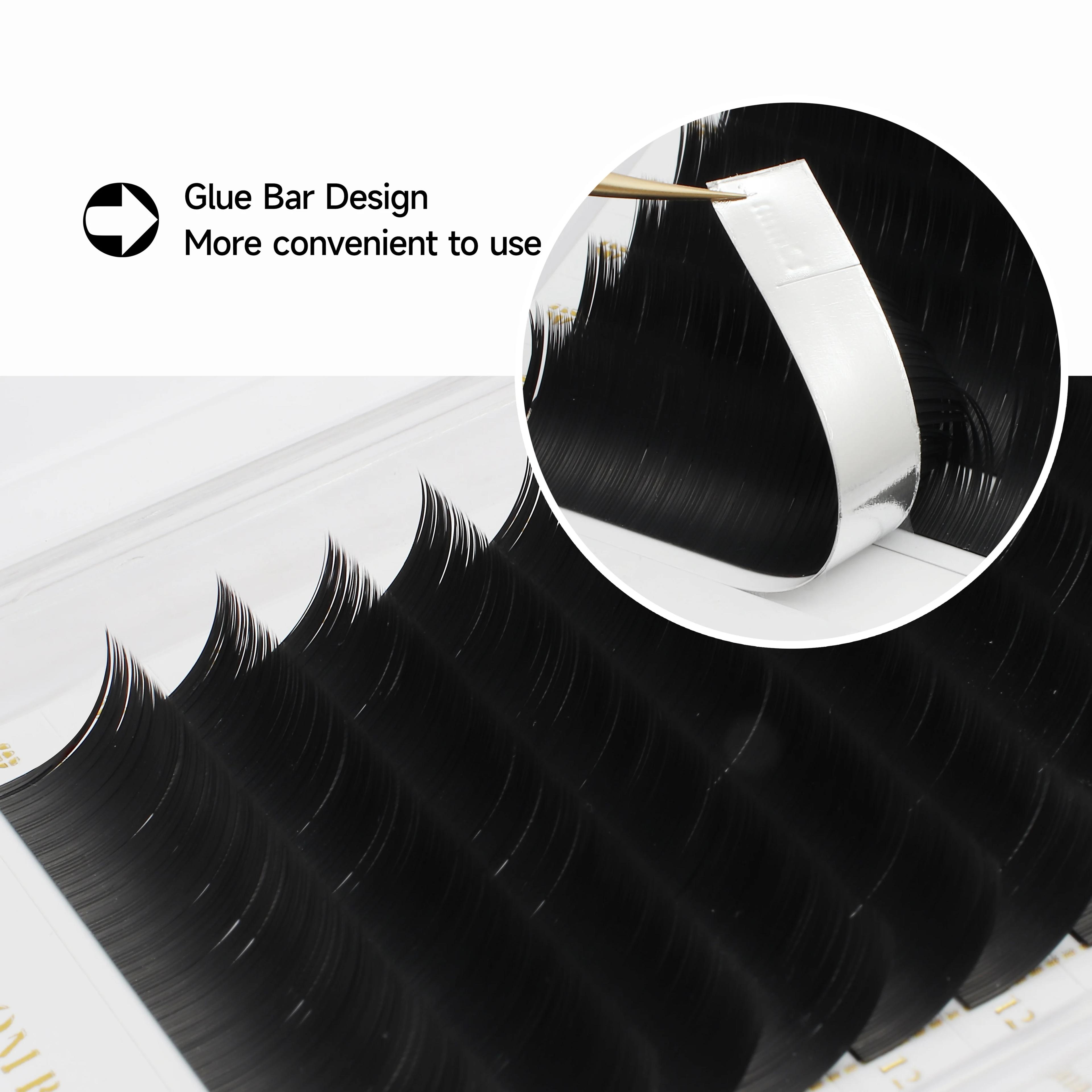 XIUSUZAKI Ellipse plat cils pointes fendues mat gris noir couleur Super doux doux naturel Extension