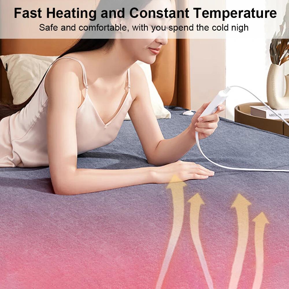 Couverture chauffante électrique avec thermostat automatique, matelas de lit, chauffe-corps double,